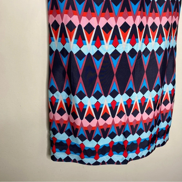 J. Crew Factory Blue Pink Geometric Print Short Sleeve Gallery Shift Dress 0 - Picture 6 of 10